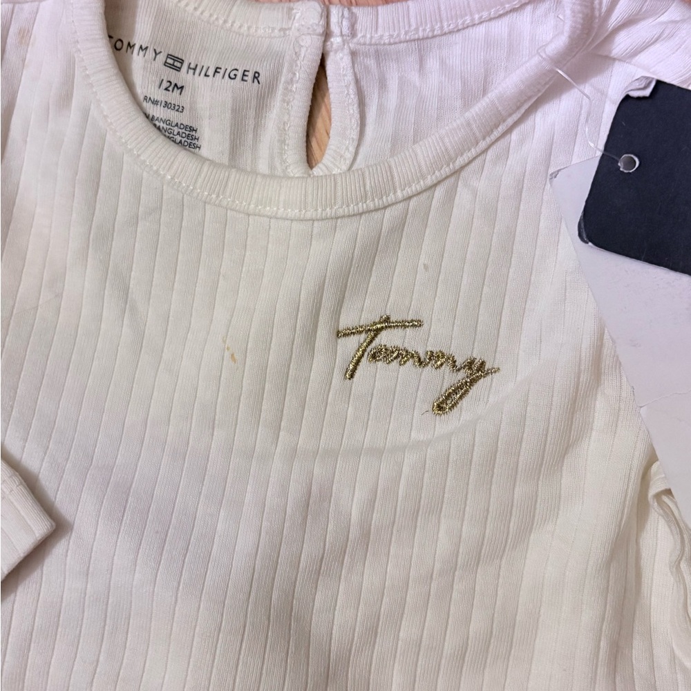 NWT Tommy Hilfiger Red & Black Flannel Dress W/White Long Sleeve Top SZ 12 Month - Picture 7 of 10